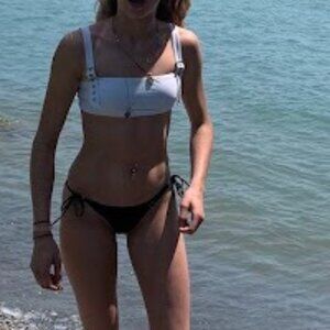 White Buckle Strap Bikini Top